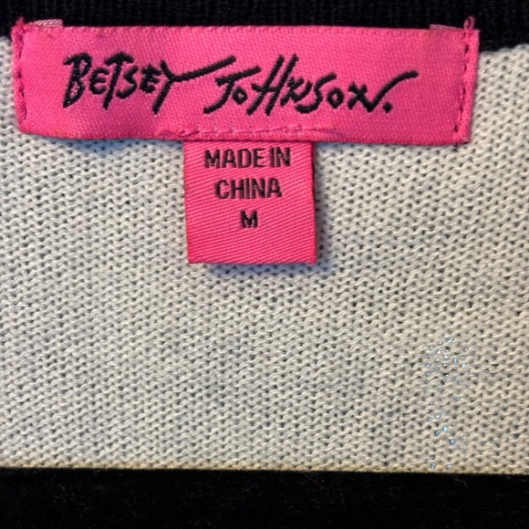 Betsey Johnson Black Short Sleeve Knit Dress Lace Back Detail Size Medium - Picture 4 of 6